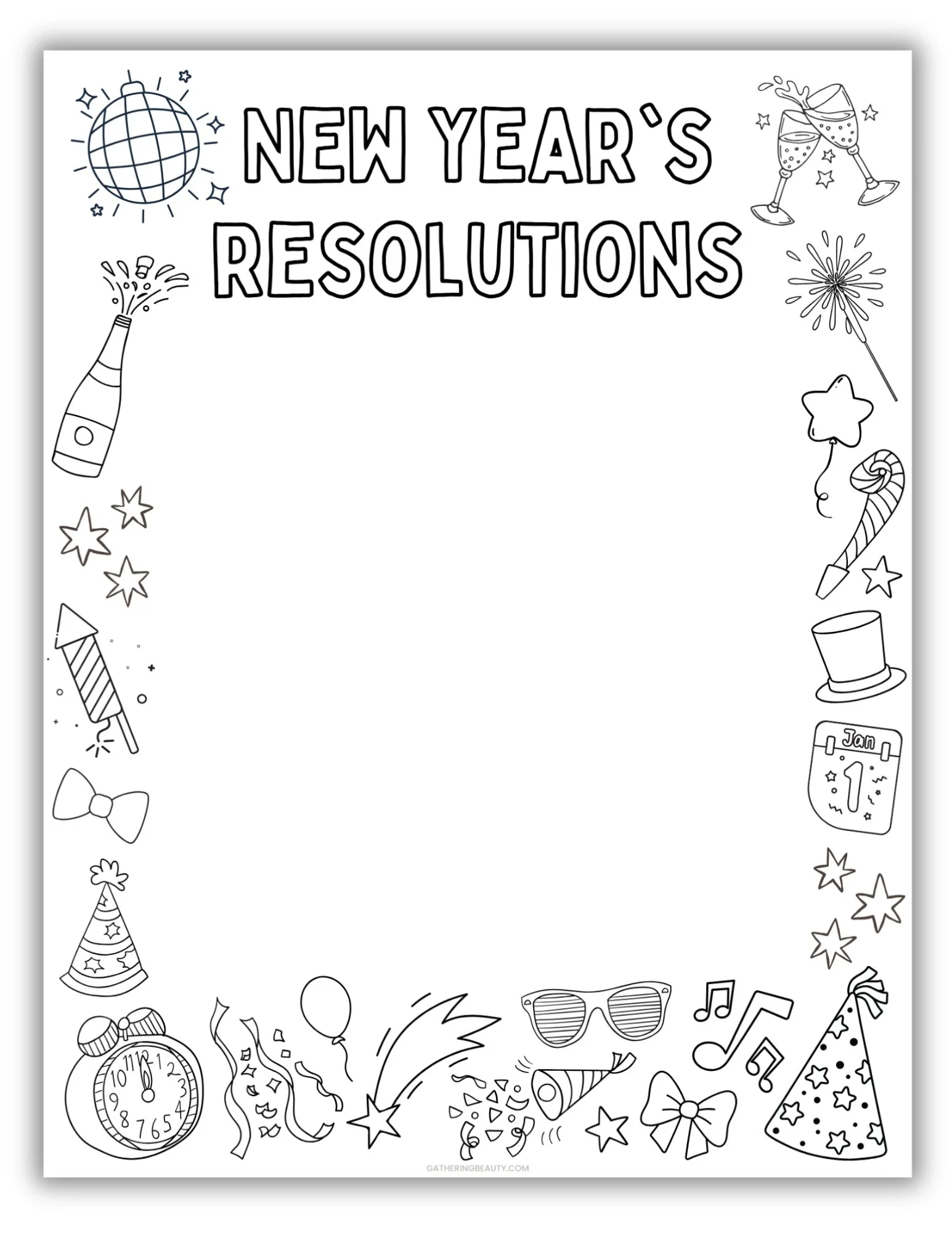 free new year's resolutions printable to colour — gathering beauty